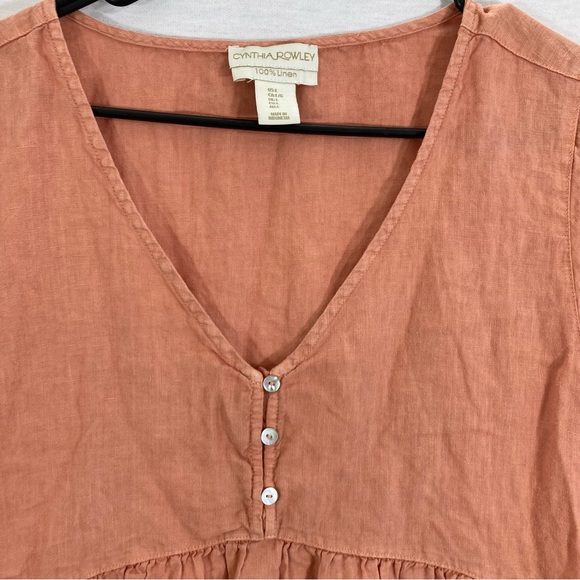 Cynthia Rowley 100% Linen Orange/Peach Dress size Large - Picture 4 of 9